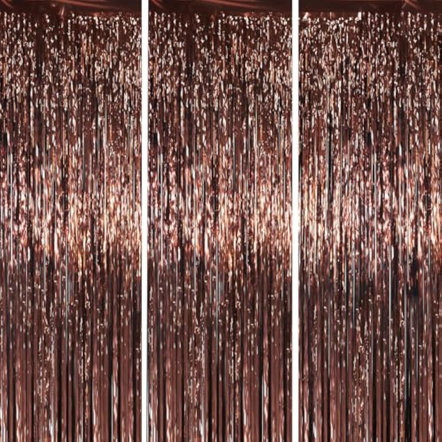 3 Pack 3.3 X 6.6 Ft Brown Foil Fringe Backdrop Curtains, Tinsel Streamers Party Decorations, Fringe Backdrop For Birthday, Baby Shower, Gender Reveal, Graduation