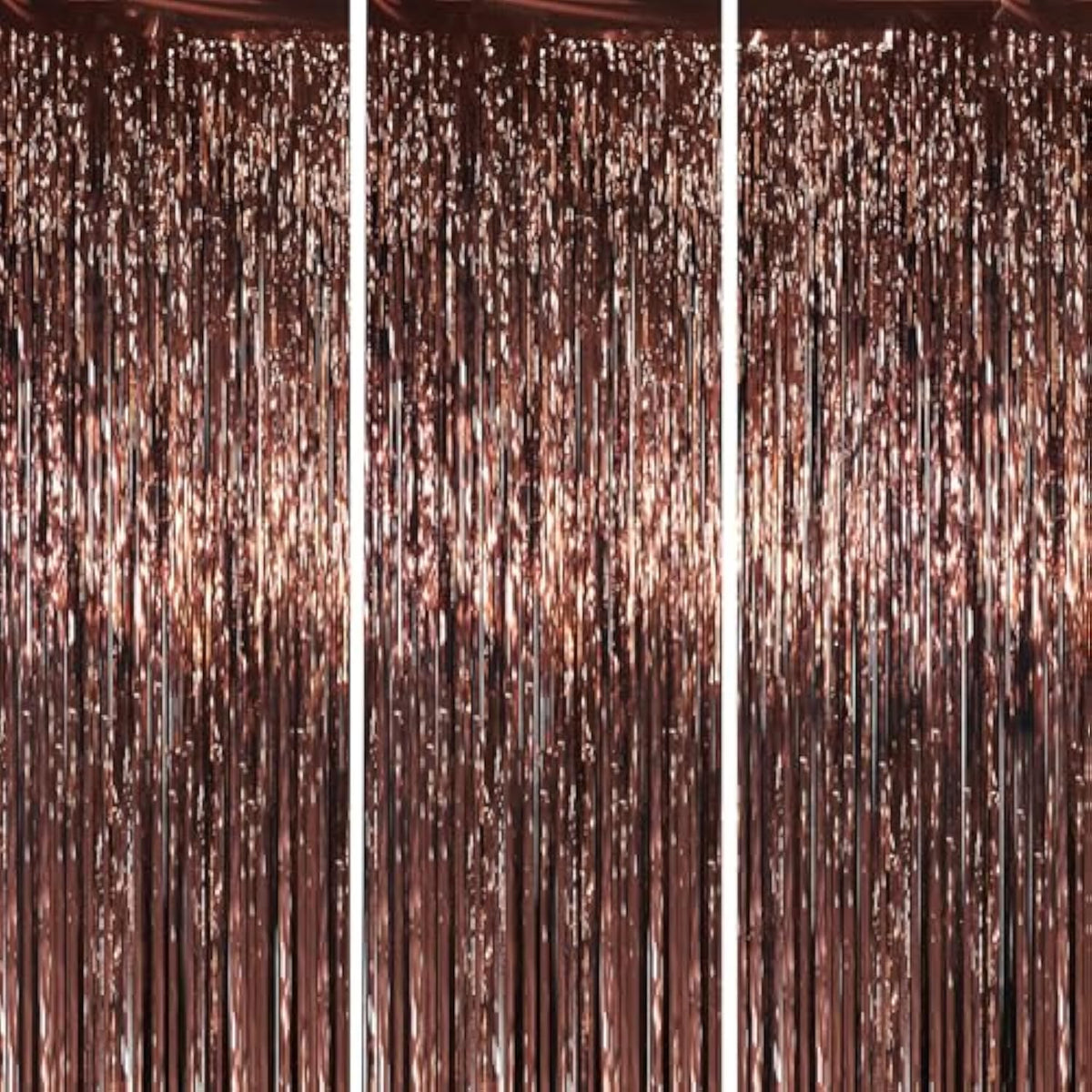 3 Pack 3.3 X 6.6 Ft Brown Foil Fringe Backdrop Curtains, Tinsel Streamers Party Decorations, Fringe Backdrop For Birthday, Baby Shower, Gender Reveal, Graduation