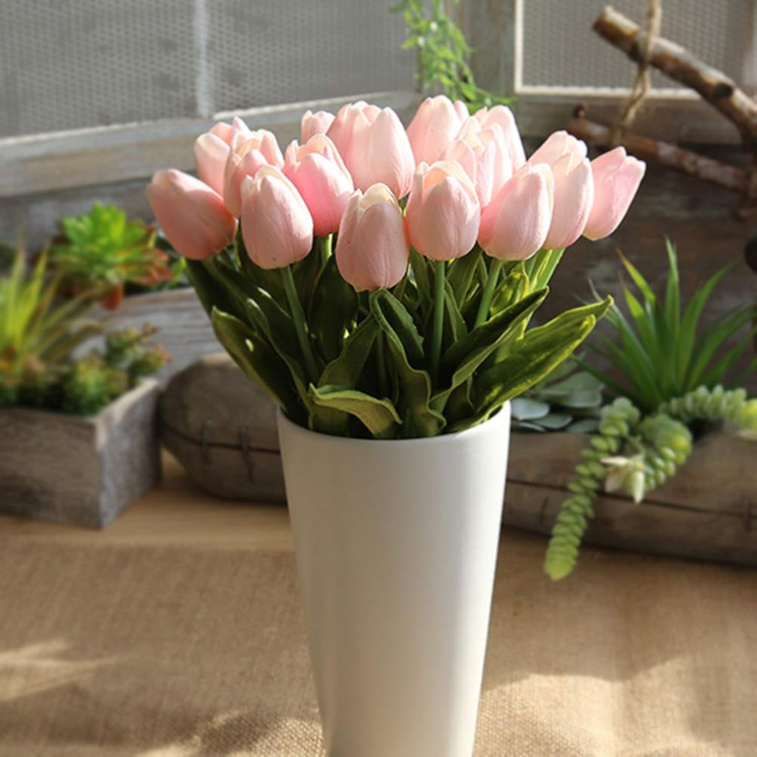 Artificial Flowers Real Touch Mini Pu Tulips Bouquet Fake Tulips Flowers Arrangement Artificial Plants For Wedding Centerpiece Room Home Hotel Party Event Christmas Decor Pink Set Of 30