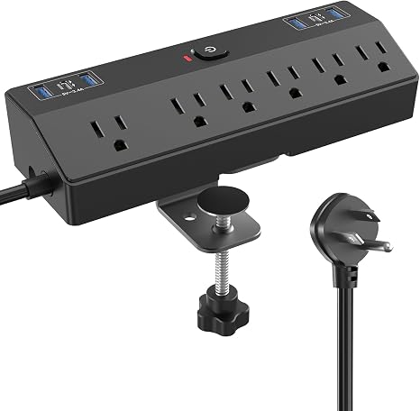 Home Theater Surge Protector Power Strip 12 Outlets 8FT Flat Plug Extension Cord 2880J TV Ethernet Protection