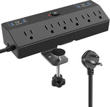Home Theater Surge Protector Power Strip 12 Outlets 8FT Flat Plug Extension Cord 2880J TV Ethernet Protection