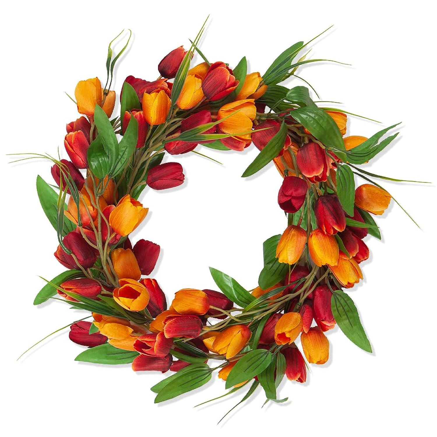 Artificial Tulip Garland?Fall 6Ft Flowers Garland With Green Leaves Wreath Flower Hanging Vines For Autumn Wall Home Wedding Indoor Outdoor Decor