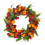 Artificial Tulip Garland?Fall 6Ft Flowers Garland With Green Leaves Wreath Flower Hanging Vines For Autumn Wall Home Wedding Indoor Outdoor Decor