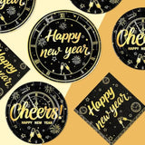 200Pcs Happy New Year 2026 Party Decorations Black Gold Firework Paper Plates And Napkins Disposable Cheers To 2026 Tableware Sets For New Year'S Eve Christmas Holiday Birthday Decorations, Serves 50
