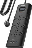 Surge Protector Power Strip 12 Outlets 2 USB A 20W USB C 6 Ft Extension Cord