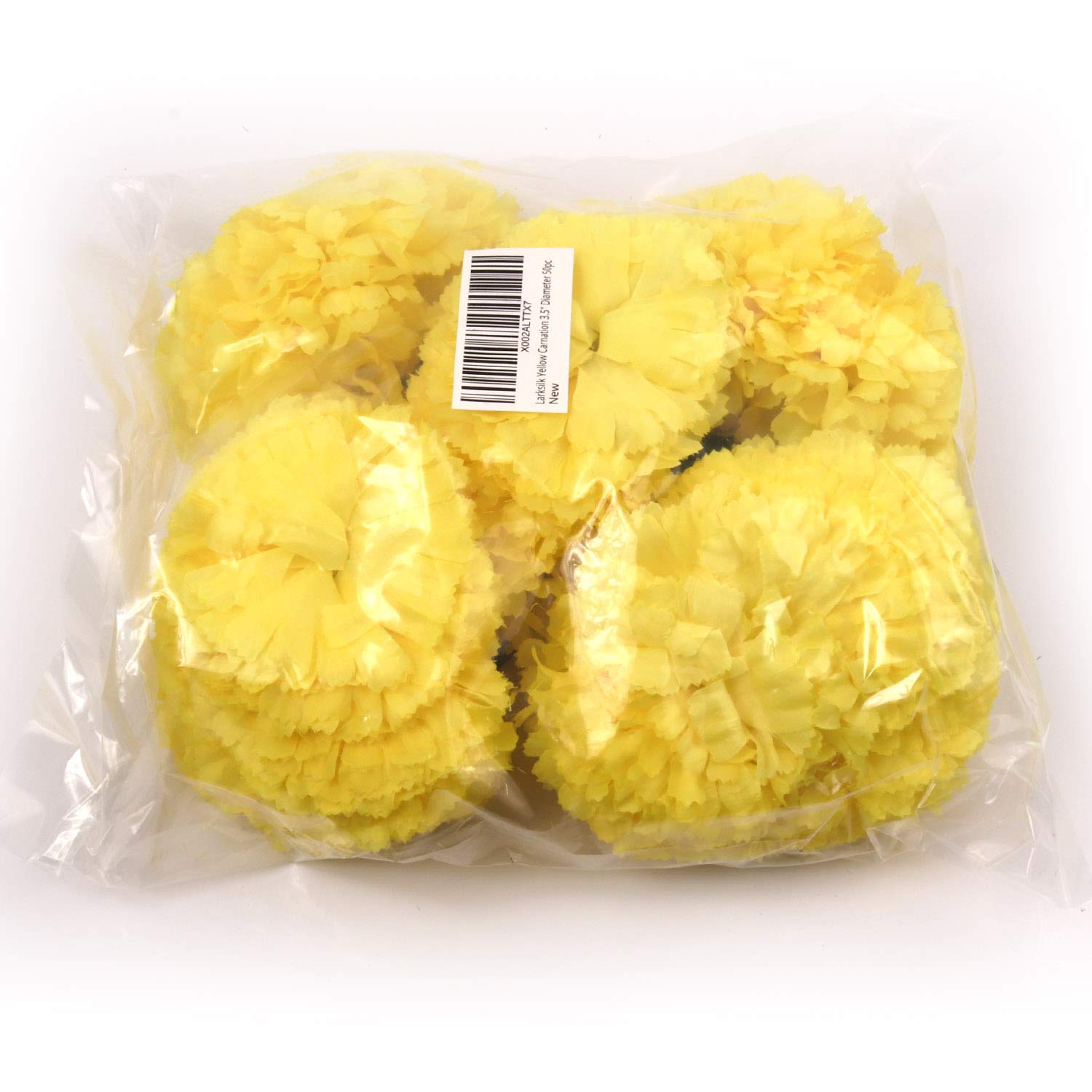 100-Pack Carnation Picks, Yellow Silk 3.5" Heads 5" Stems, Perfect For Weddings & Diy Decor, Artificial Flowers