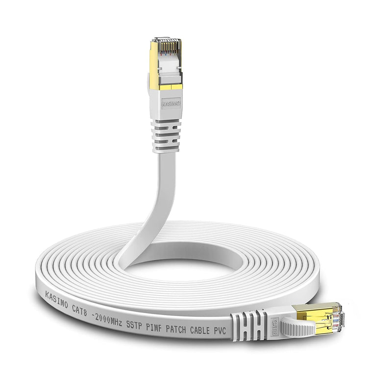 Cat 8 Ethernet Cable 10Ft Cat8 Flat Internet Lan Cable 40Gbps 2000Mhz High Spe