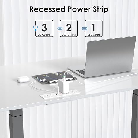 45W USB C Recessed Power Strip for Furniture Desktop Flush Mount 6FT