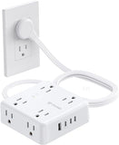 Surge Protector Power Strip 8 Outlets 4 USB Ports 3 USB C 5FT Flat Extension Cord 1440J White
