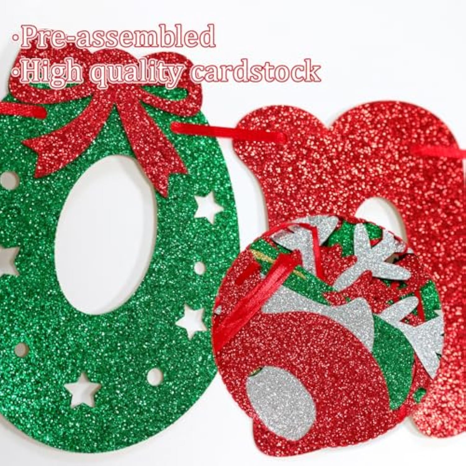 Buon Natale Banner - Glitter Italian Christmas Banner, Party Decor, Merry Christmas Sign - Pre-Strung
