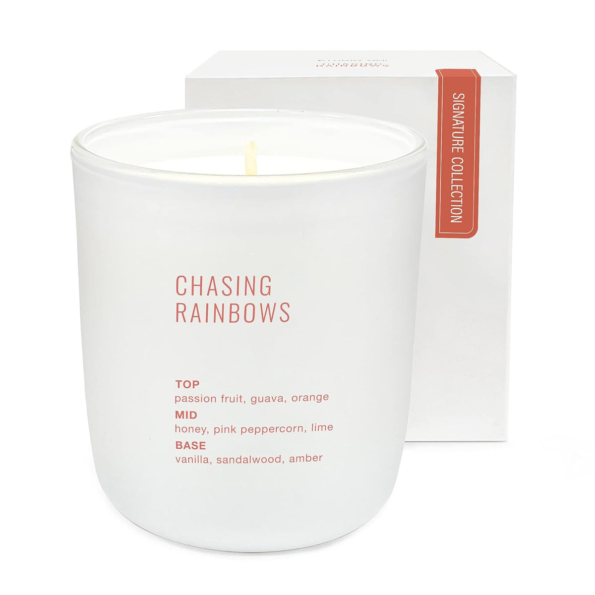 Scented Candle With Essential Oils And Fragrance-Infused Coconut-Soy Blend Wax - Burns Up To 40 Hours - Comes In A Jar - Non Toxic - Signature Collection Candle - Chasing Rainbows