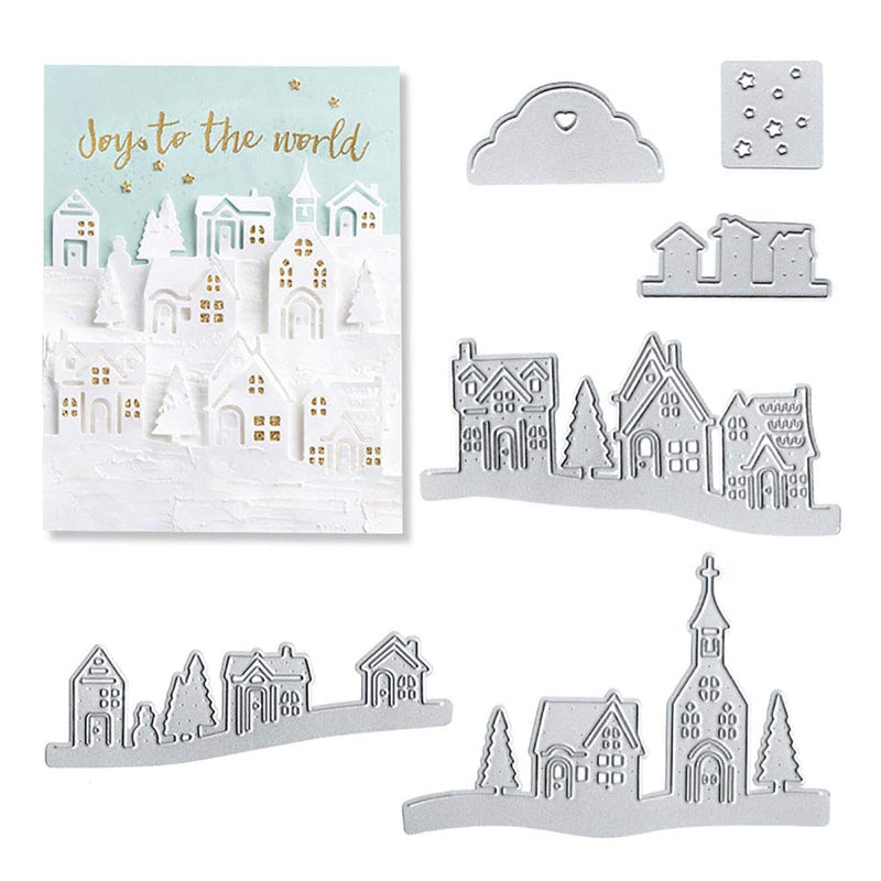 Village House Metal Cutting Dies Stencil Template Molds, Embossing Too