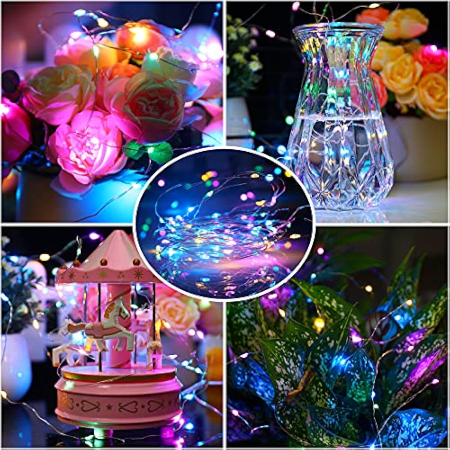 4 Pack Fairy Lights Battery Operated, String Lights 10Ft 30 Leds, Flashing And Constant Light Mode, Silver Wire Mini Lig