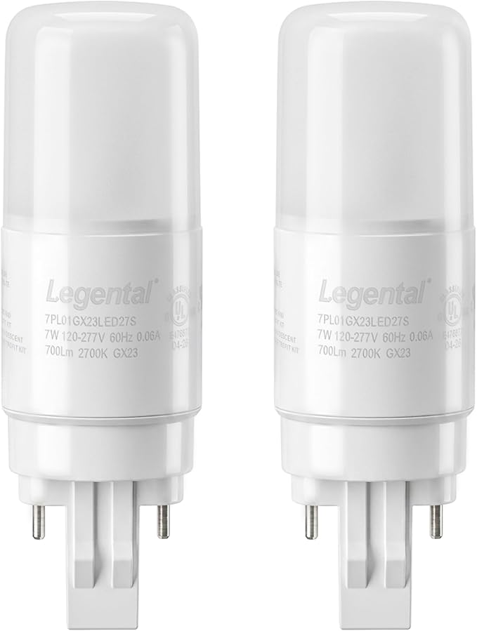 GX23 LED PL Bulbs 2 Pack 7W 18W CFL Equivalent 2700K Soft White Plug and Play Ballast Compatible