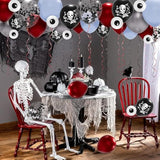 Skull Balloons Gothic Birthday Decorations Gothic Party Decor Skeleton Balloons Skulls Eyeball Rose Birthday Goth Party Backdrop Black White Red Halloween Party Supplies-Pack Of 34