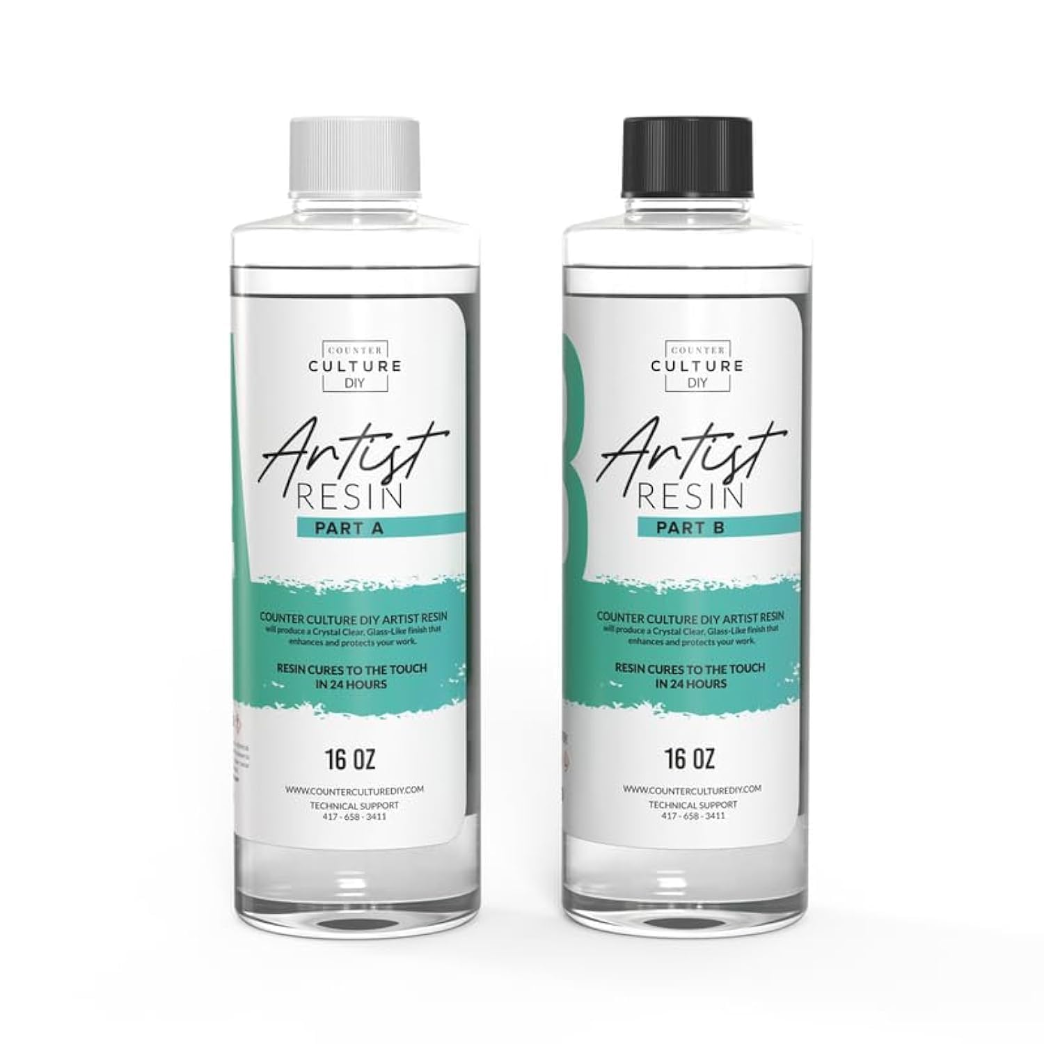 Clear Artist Resin, 32 Oz Kit, Art Epoxy Supplies For Metallic Stains Acrylic 100% Solids Easy Coat No Vocs Scratch Uv Heat Resistant To 500 Degrees