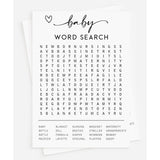50 Baby Shower Word Search Game (50-Cards) Fun Baby Shower Word Find Game Activity, Gender Neutral Boy Or Girl, Minimalist Script Greeting Card