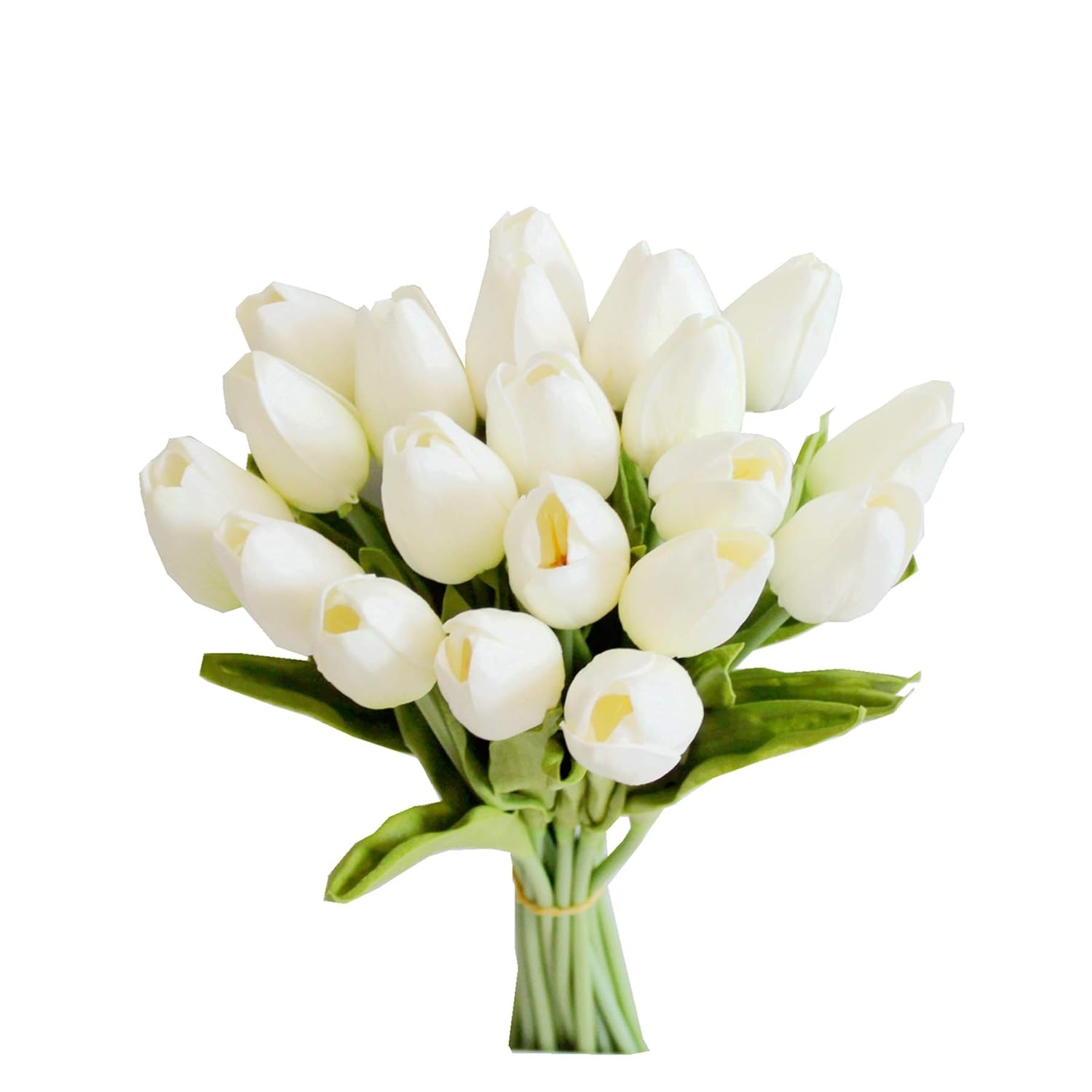 Artificial Tulips 20 Stems White Pu Faux Flowers For Valentine'S Day And New Year Decorations Wedding Home Decor 13.5 Inch