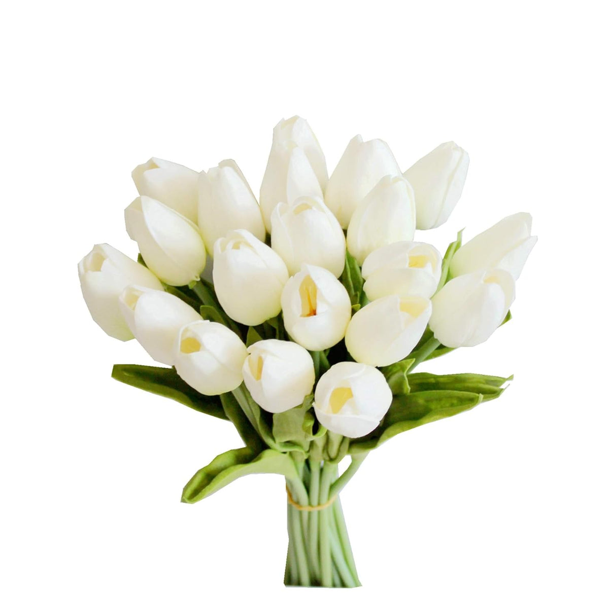 Artificial Tulips 20 Stems White Pu Faux Flowers For Valentine'S Day And New Year Decorations Wedding Home Decor 13.5 Inch