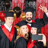 6-Pack Black Red Foil Fringe Curtains 3.28x8.2 ft for Party and Photo Booth Decor