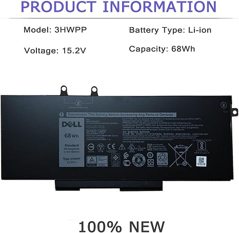 DELL 3HWPP Laptop Battery for Latitude 5410 5510 Precision 3541 3551 68Wh