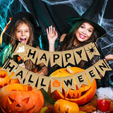 Happy Halloween Burlap Banner Party Decoration for Haunted House Home Mantle Indoor Decor