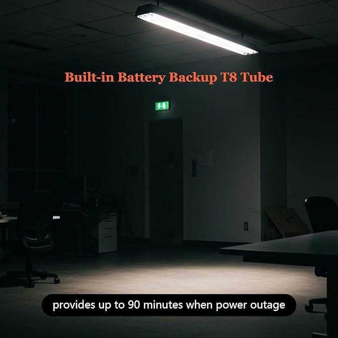 4ft Emergency T8 LED Tube Light with Battery Backup – Adjustable LED Shop Light