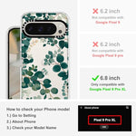 Pixel 9 Pro XL Case, Buffertech 6.6ft Drop Protection, Clear TPU, Eucalyptus