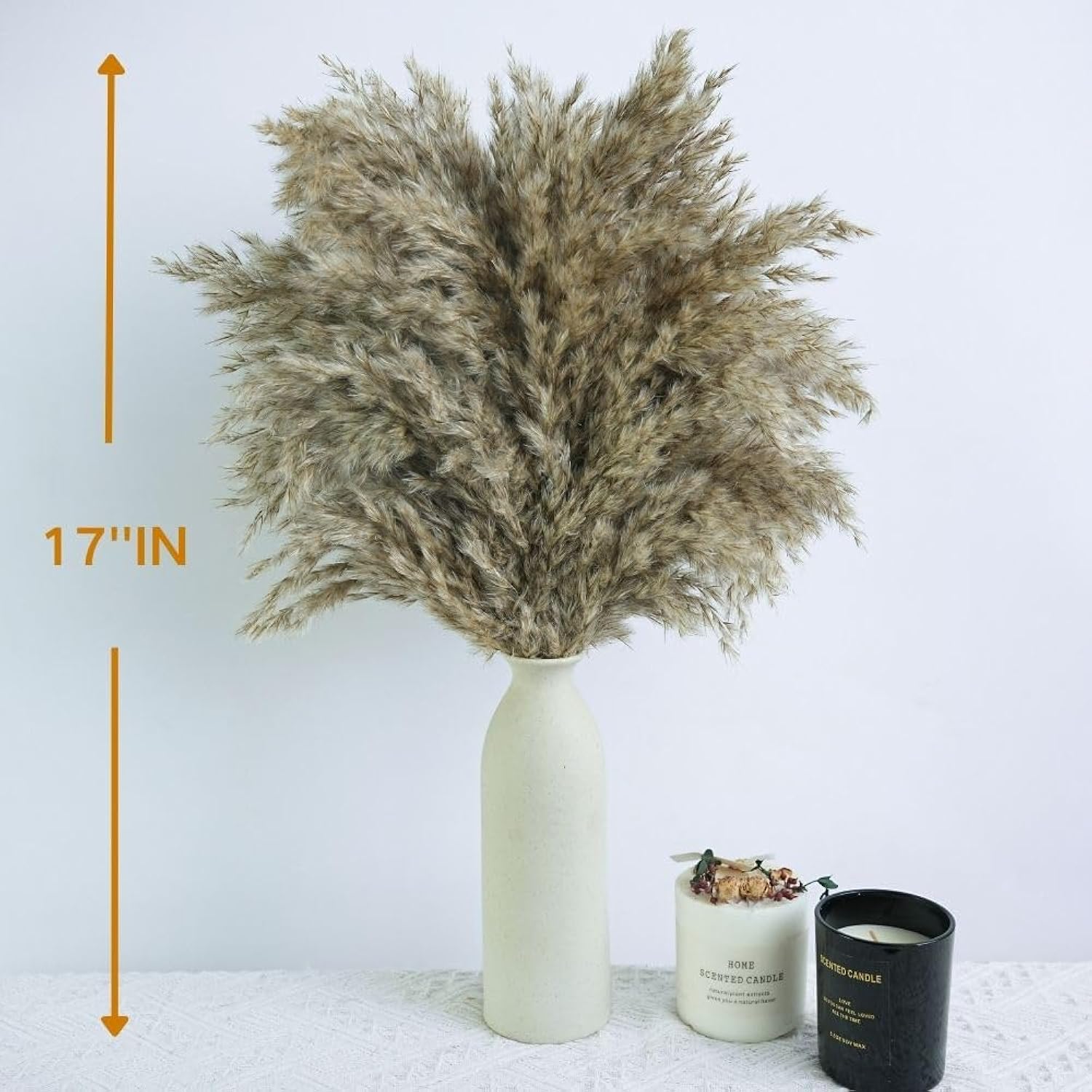 17Inch Natural Dried Pampas Grass 30 Stems - Boho Home Decor For Table Centerpieces, Wedding, Floral Arrangements(Natural)