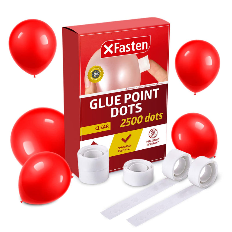 Balloon Glue Point Dots Clear, Removable, 2500 Pcs (25 Rolls), Balloon