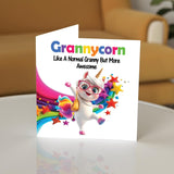 Granny Birthday Card - Awesome Grannycorn - Happy Birthday Card For Granny Grandma From Grandson Granddaughter, 5.7 X 5.7 Inch Unicorn Bday Greeting Cards