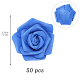 50 Pcs Artificial Dark Blue Fake Roses Flower Head, Simulated Foam Artificial Fake Roses For Diy Wedding Party Home Decoration Baby Shower Outdoor Party Stemless Roses
