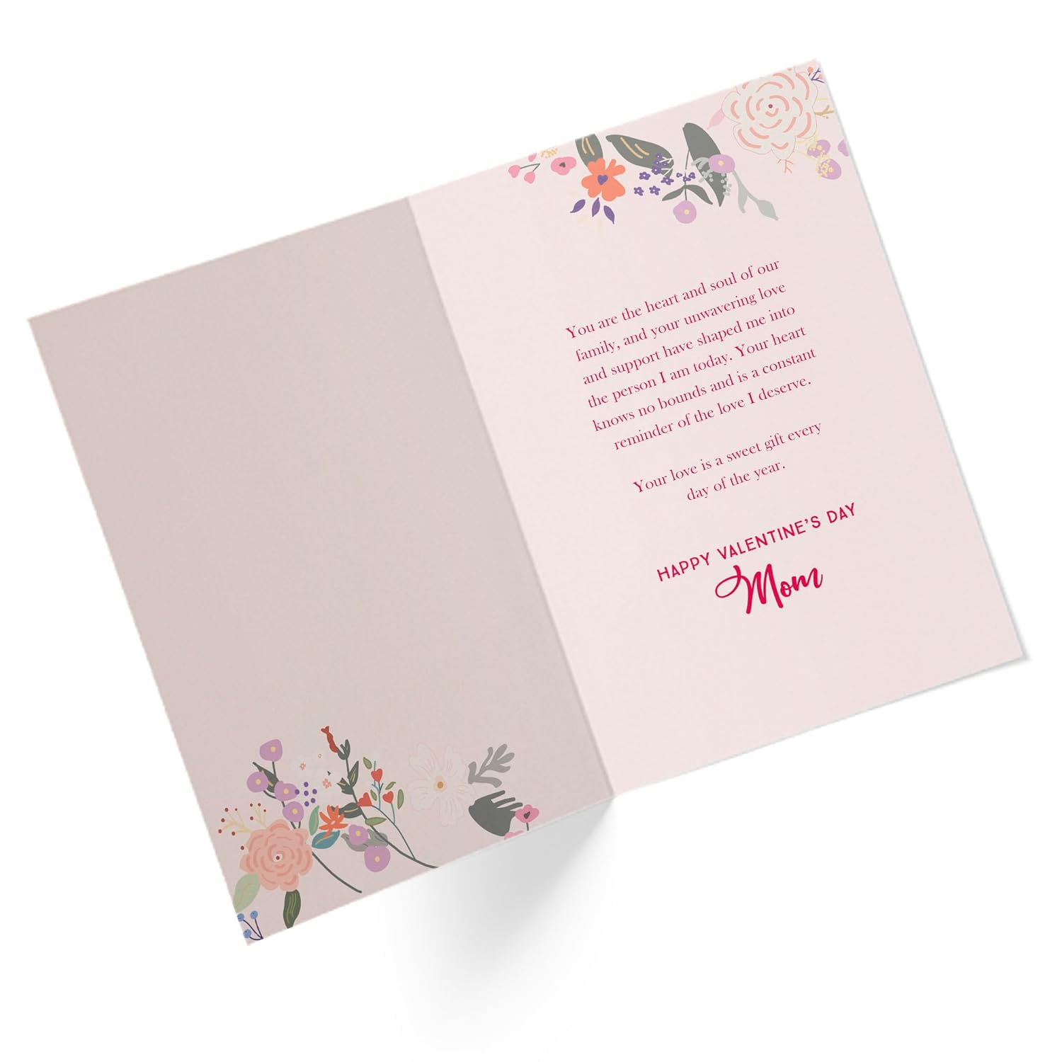 Valentine'S Day Card For Mom | Flowers In Heart | Eco-Friendly Paper | 5'X7.5' | Single Card + Envelope | Women Owned Small Business Made In Usa