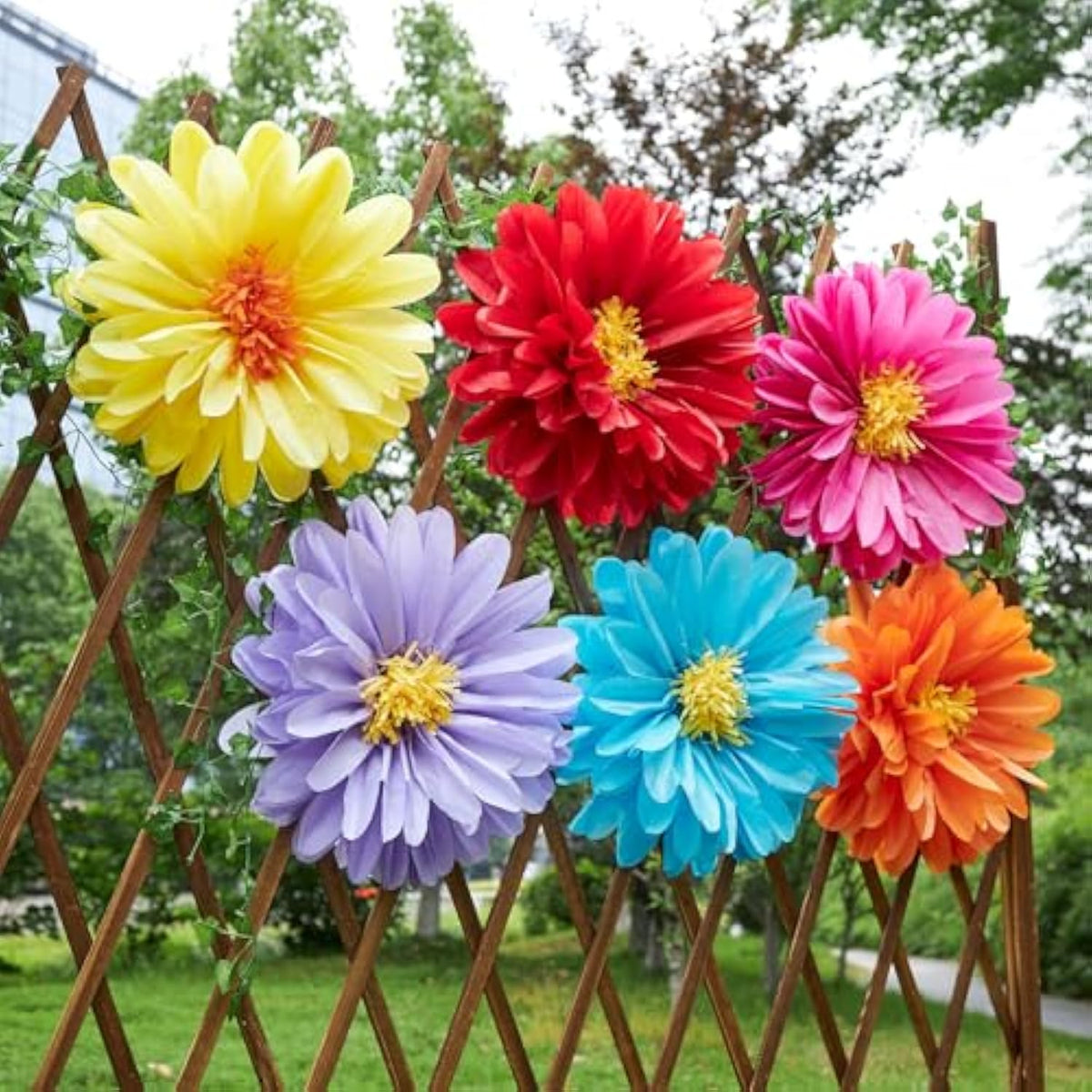 Large Paper Flowers, 20 Inch Tissue Paper Flowers Decorations For Wall, Yellow, Red, Pink, Orange, Blue, And Purple Handcrafted Giant Paper Flowers For Summer Wedding Birthday Wall Decor
