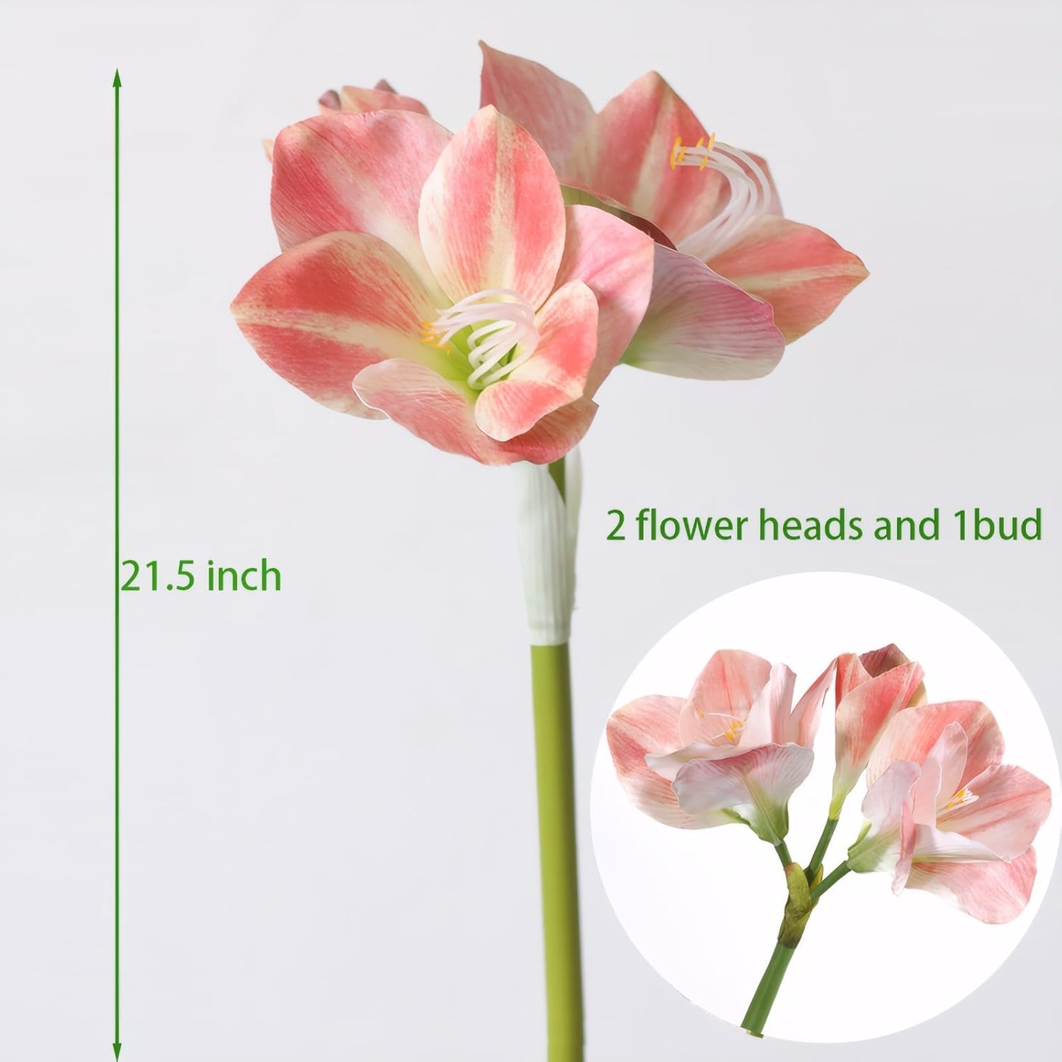 21.5" Artificial Amaryllis Flowers 3Pcs Pink Fake Silk Flowers Faux Belladonna Lily For Home Office Hotel Decoration Wedding Centerpiece Bouquet(3Pcs,Pink)