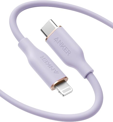 6FT MFi Certified USB C to Lightning Fast Charging Cable Silicone Lilac Purple for iPhone and iPad