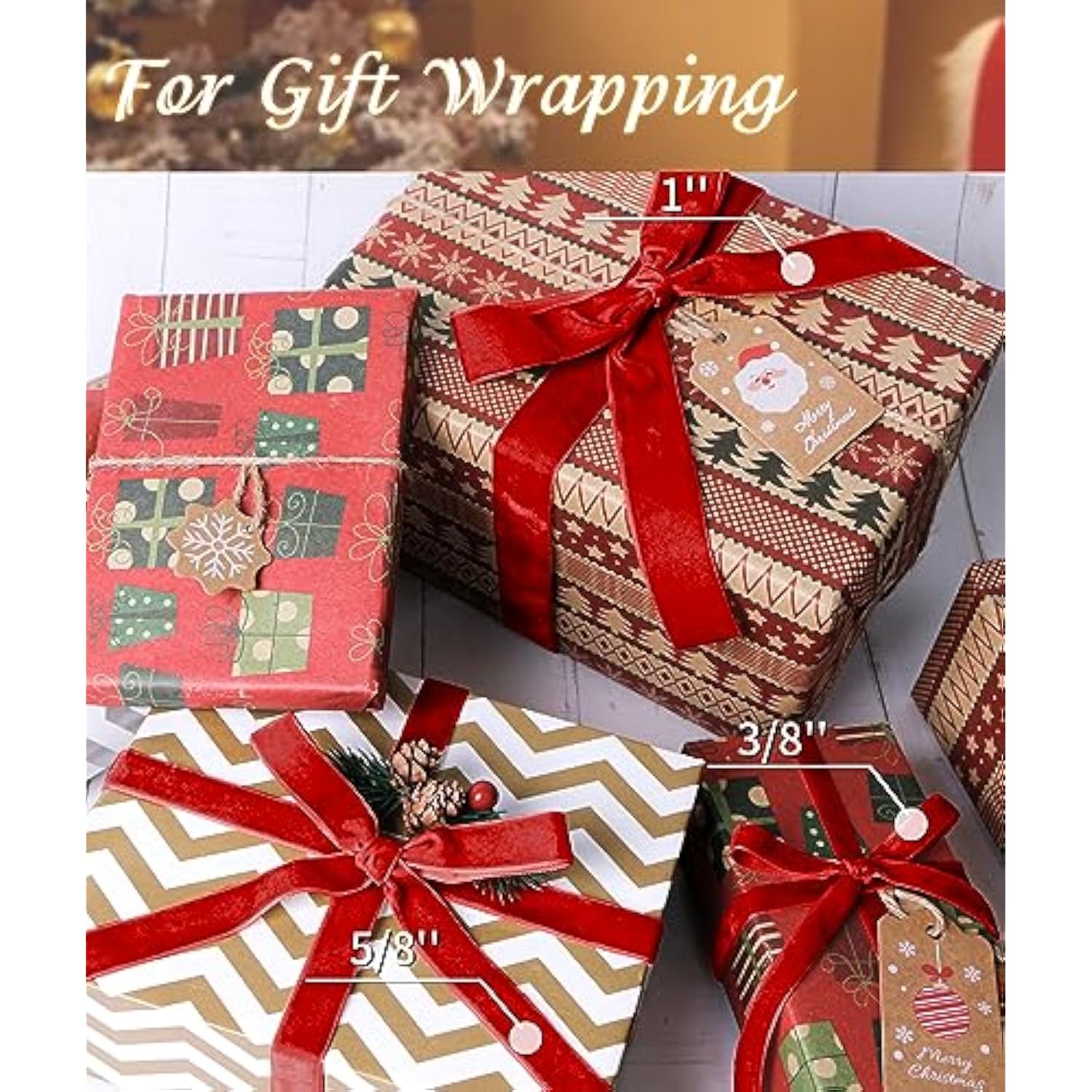 Red Velvet Ribbon 1'' 25 Yards For Christmas Tree, Gift Wrapping, Flower Bouquet, Wreath Decorations, Bow Making