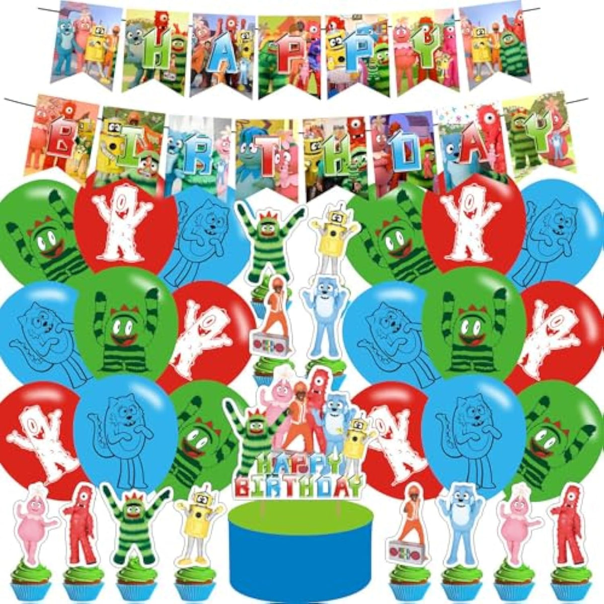 Yo Gabba Birthday Decorations,Yo Gabba Themed Party Decorations,Yo Gabba Party Favors Supplies Gifts Room Decor,Banner Balloons Cake Cupcake Toppers