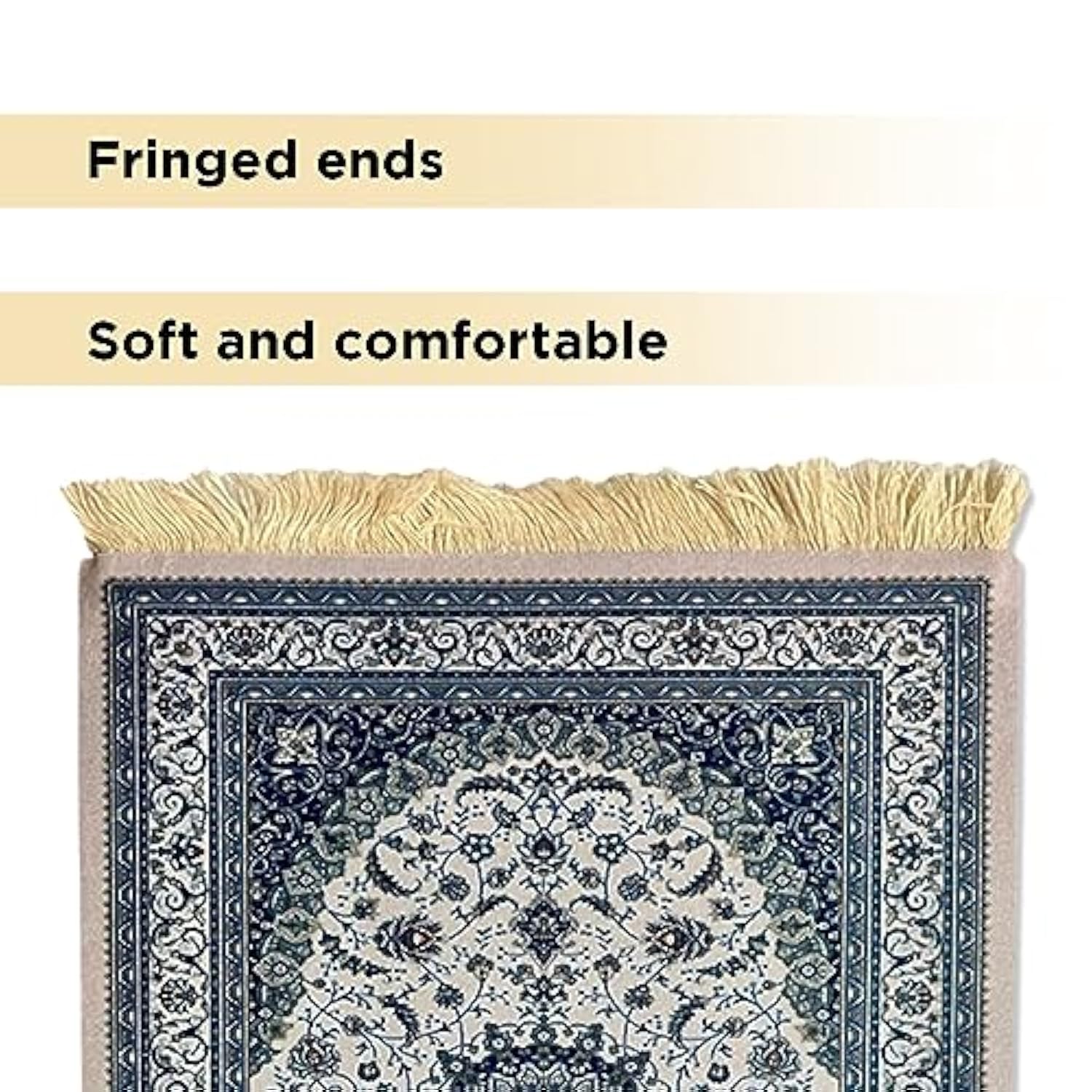 Persian Mouse Pad - Luxury Ergonomic Carpet Mouse Mat Rug Oriental Design - 10X7 Inches Fringed Multi-Functional Desk Accessory - Non-Slip Rubber Base (Blue Persian)