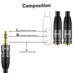 Headphone Splitter 3.5 Mm Audio Stereo Y Splitter Cable, 1/8 Inch Trs Male To Dual 1/8 Inch Trs Female Headphone Jack Adapter Aux Extension Cable For Phone/Ps4/Switch/Tablet, 0.65 Ft