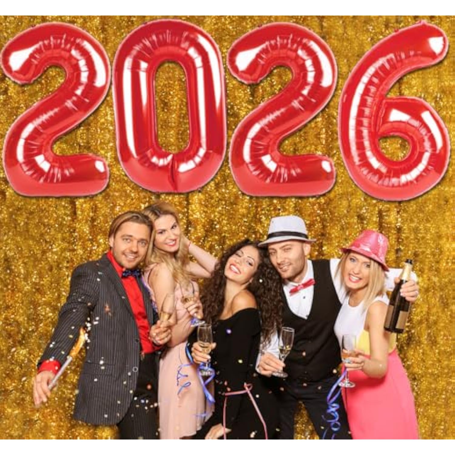40in Red 2026 Foil Balloons for New Year Eve Party Decorations