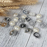 Wholesale 20 Pcs 18Mm Retro Vintage Round Crystal Ivory Faux Pearl Rhi