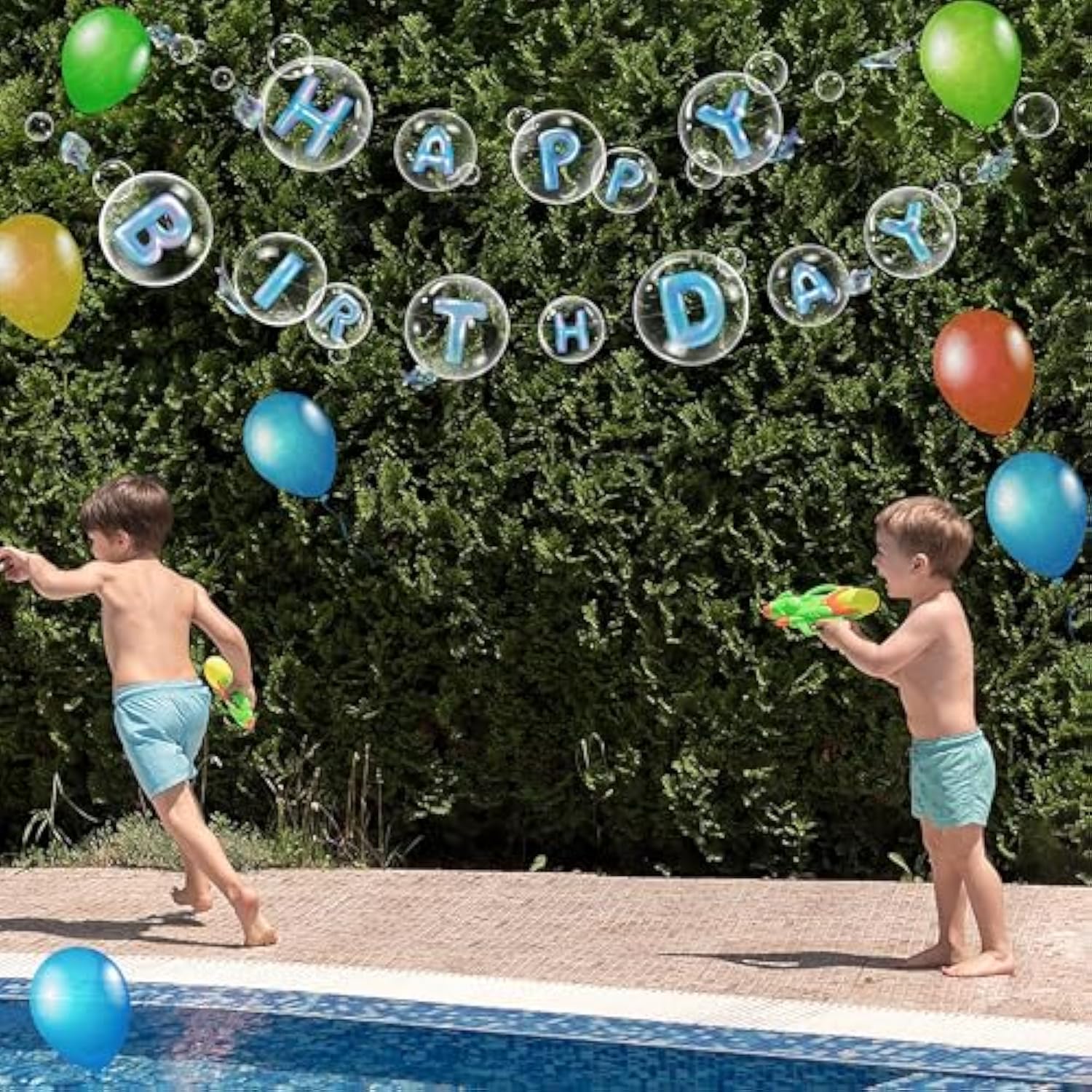 Ocean Happy Birthday Banner Under The Sea Party Decorations Blue Bubble Garlands Mermaid Birthday Decoartion For Kids Hanging Underwater Pool Beach Party Decor