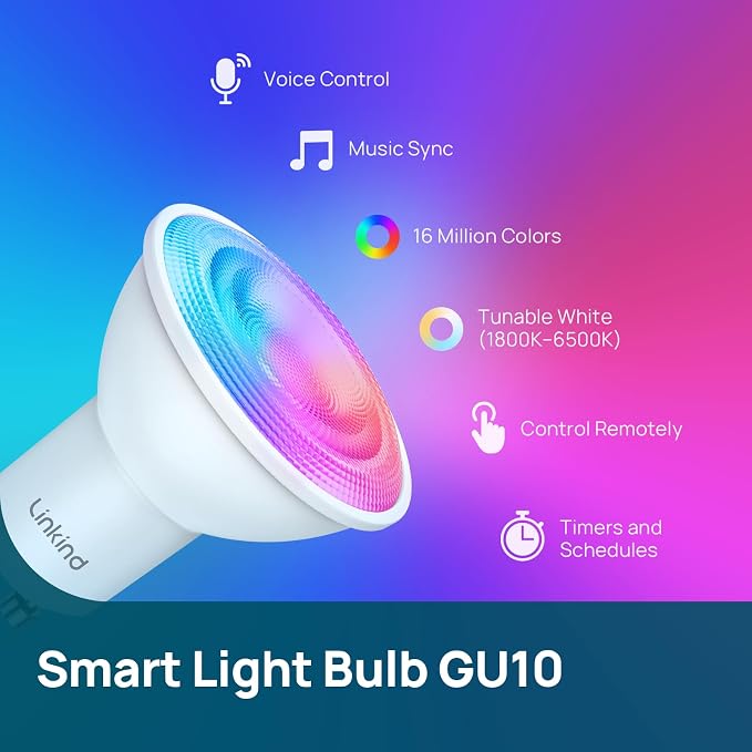 GU10 Smart LED Light Bulbs MR16 Shape Color Changing Multi Pack 4 Pack