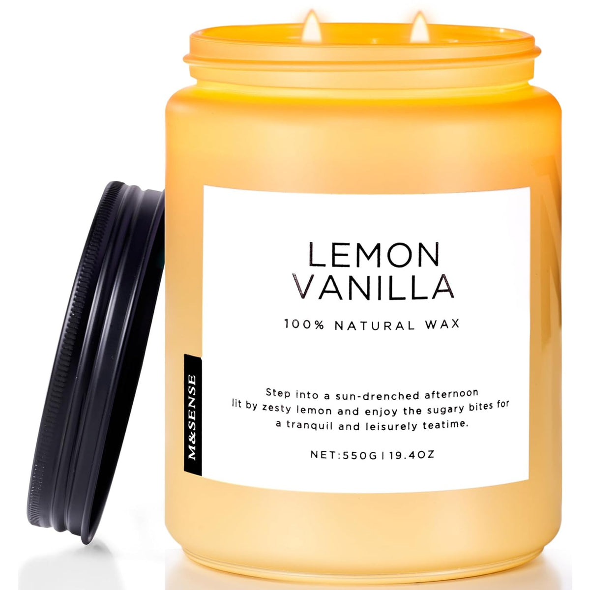 Candles Lemon Vanilla Scented, 19.4Oz 110 Hours Long Lasting For Home 2 Wick Natural Soy Wax Non Toxic Candles In Glass Jar, Stress Relief Gifts For Women And Men