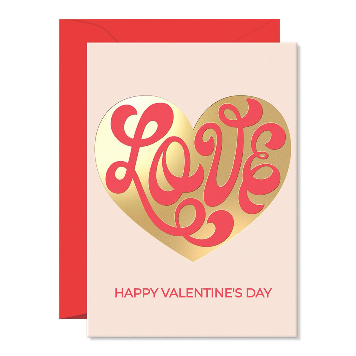 Love Valentine’S Day Card – Gold Foil Heart Design With Red Envelope & Gold Seal – 5X7” Romantic Valentine’S Day Card With “With All My Love, Today And Always” Interior Message
