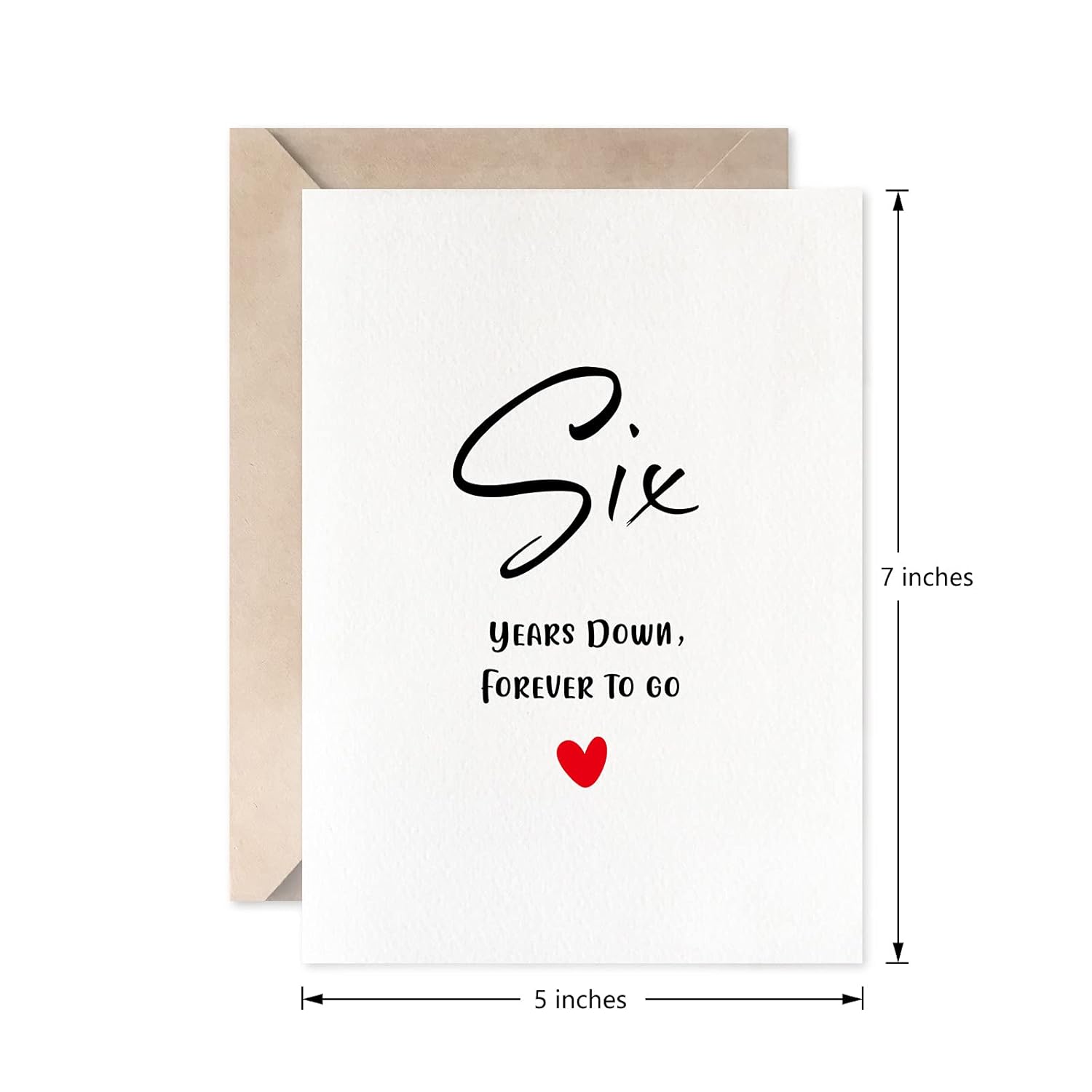 6Th Anniversary Card, Six Years Down Forever To Go, Romantic Valentines Day Wedding Card For Husband Wife