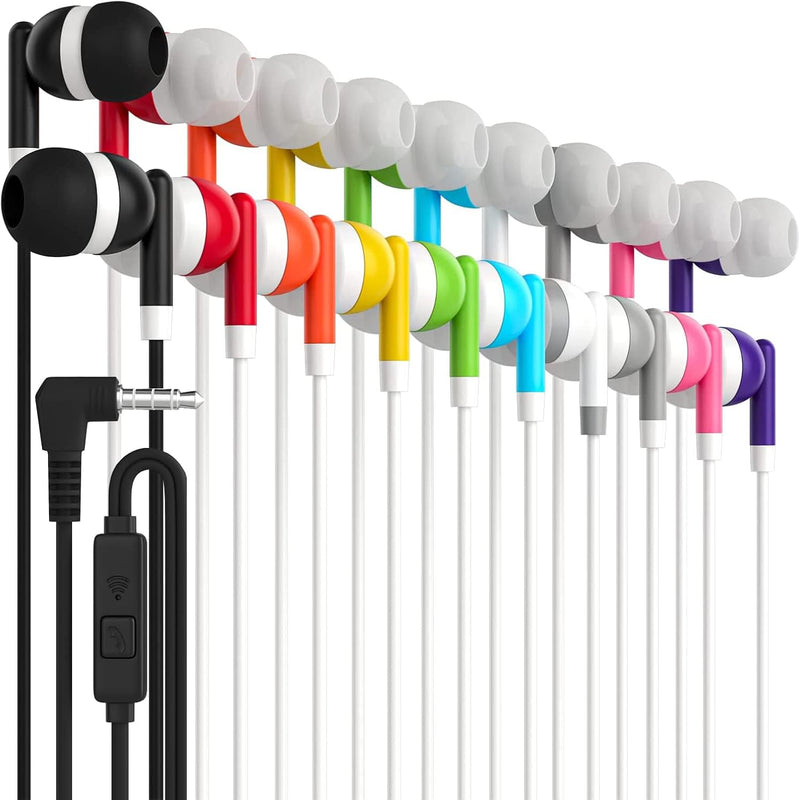 Bulk Earbuds With Microphone, Noise Isolating In-Ear Headphones For Classroom,