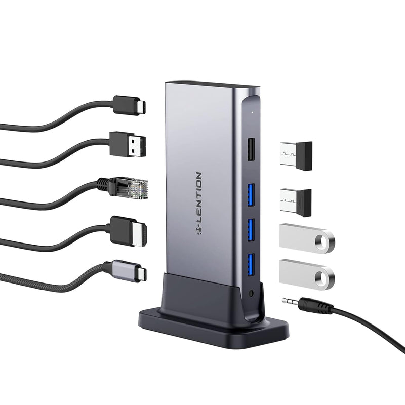 LENTION USB C Docking with 4K@60Hz HDMI, USB 3.0/2.0, Gigabit Ethernet, 100W P