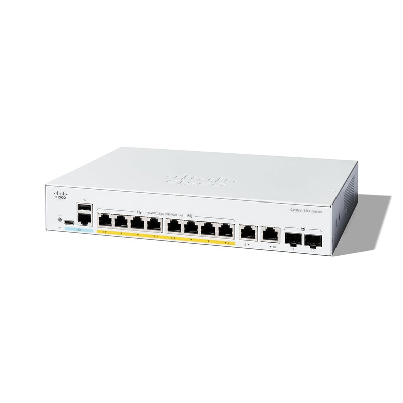 Catalyst 1300-8Fp-2G Managed Switch, 8 Port Ge, Full Poe, 2X1Ge Combo, Limited